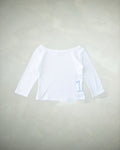 White Varsity 3/4 Sleeve Top