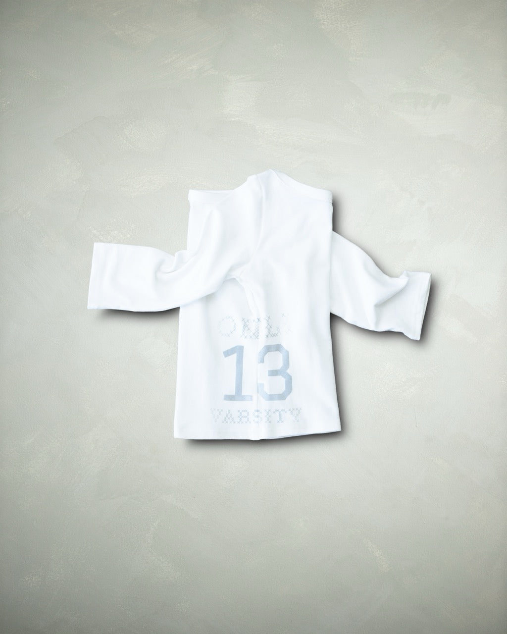 White Varsity 3/4 Sleeve Top