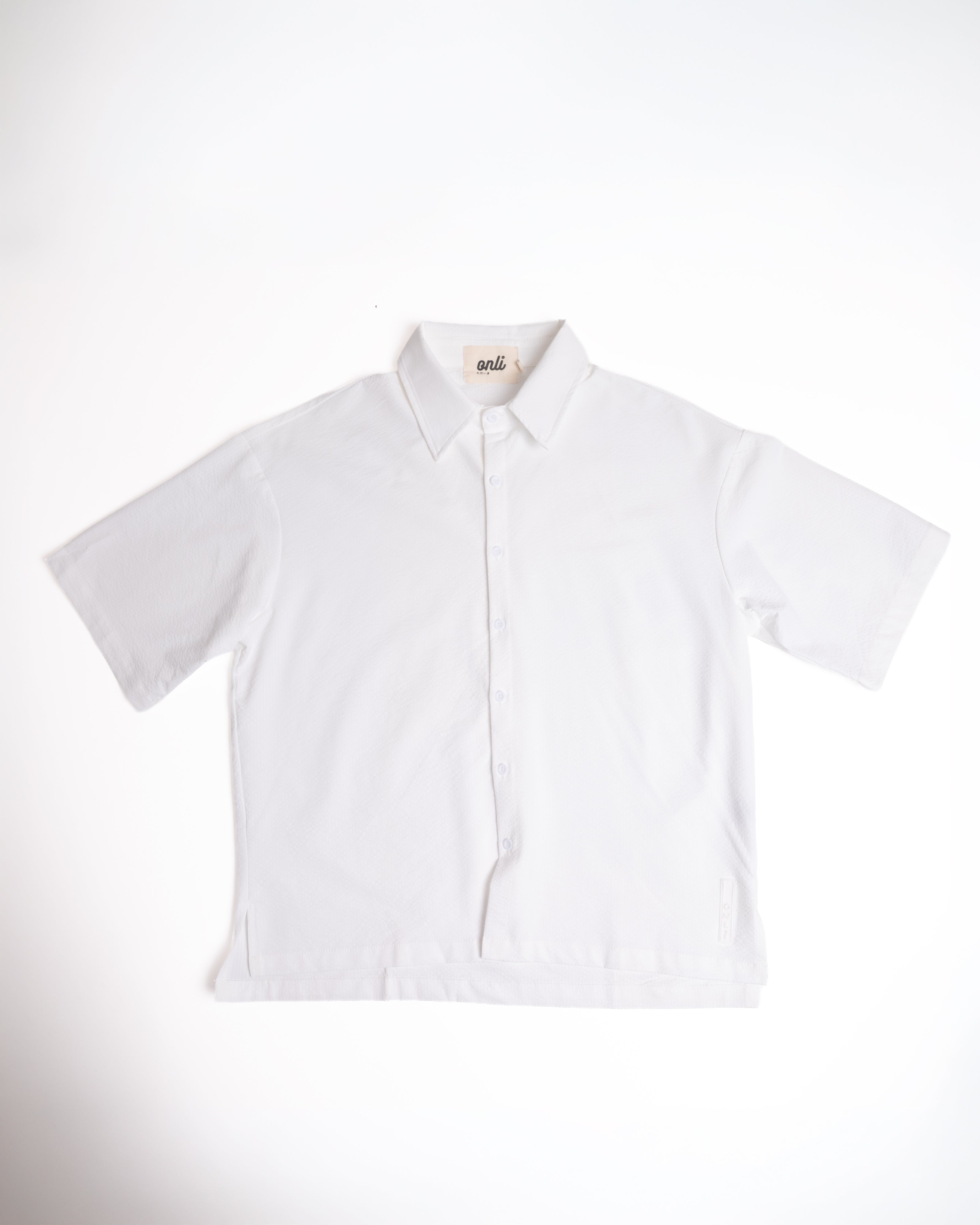 Onli Seersucker Button-Up - Blanc