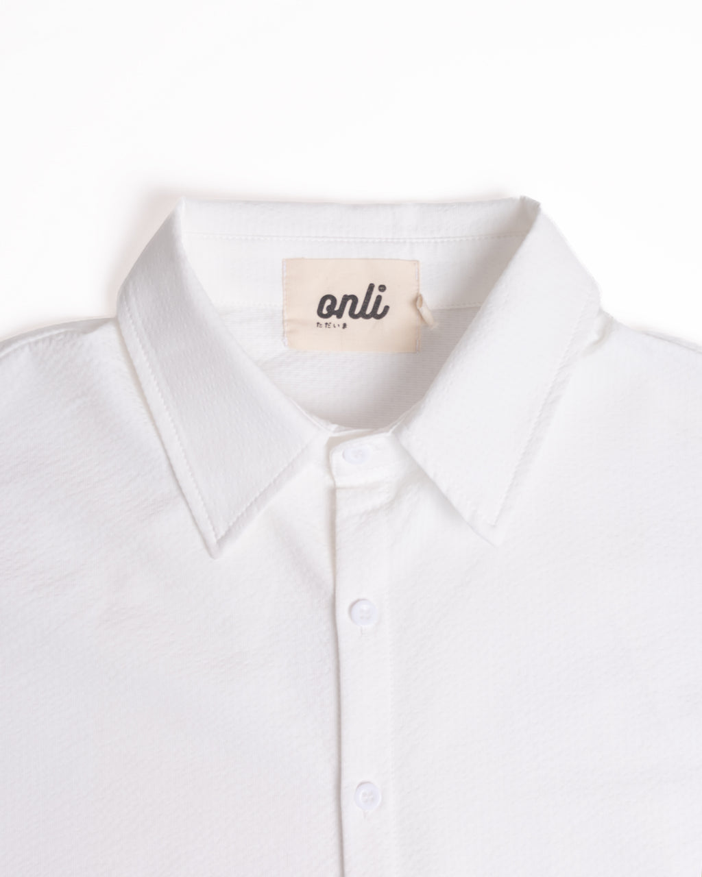 Onli Seersucker Button-Up - Blanc