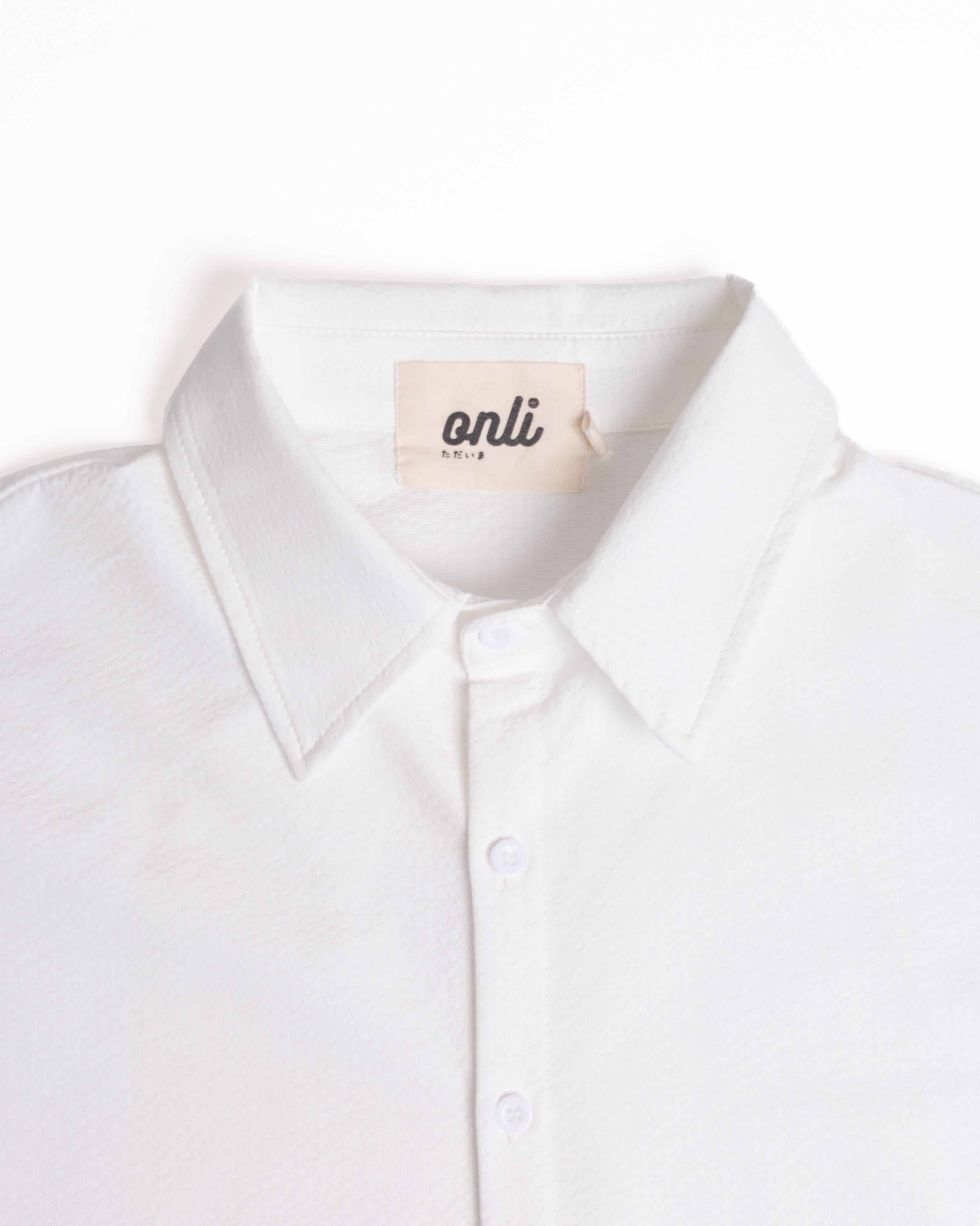 Onli Seersucker Button-Up - Blanc