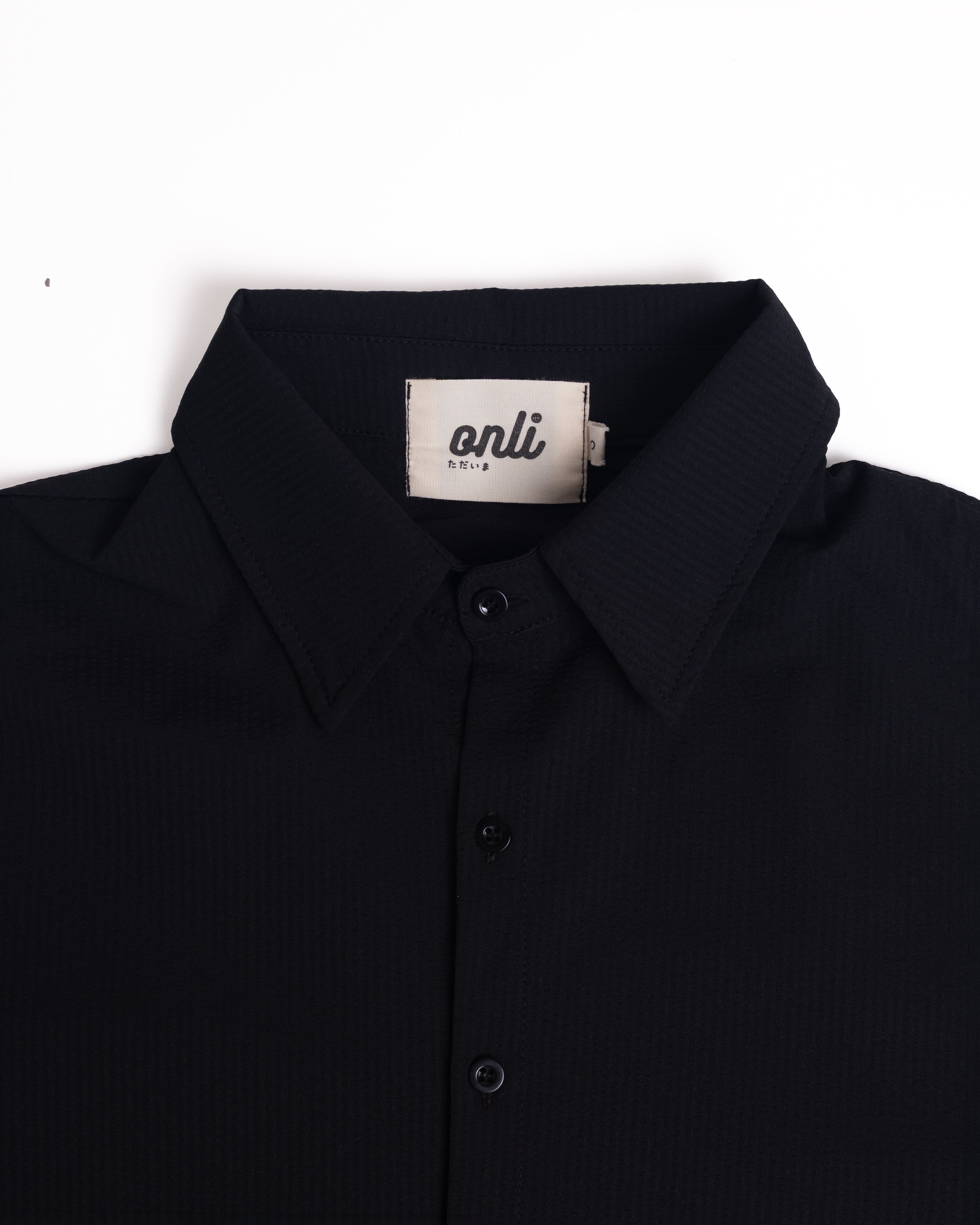 Onli Seersucker Button-Up - Noir